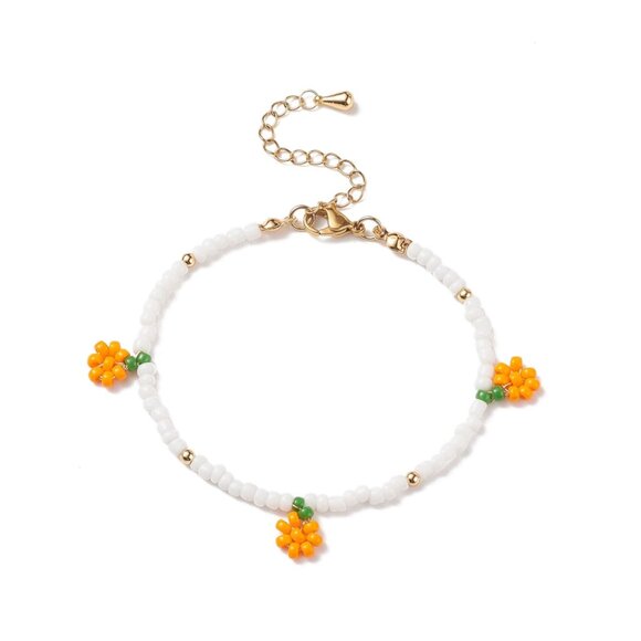 NWOT Too Cute Handmade Seed Bead Oranges Bracelet - Adjustable, Mix&Match 2/$10 - Picture 2 of 5